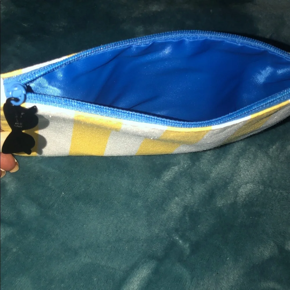 Bright Yellow and White Cosmetic Bag with sunglasses zipper 😎